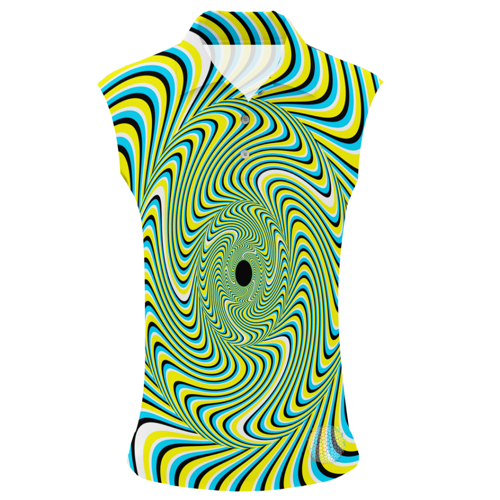 Yellow Illusion | Womens Sleeveless S Golf Shirts