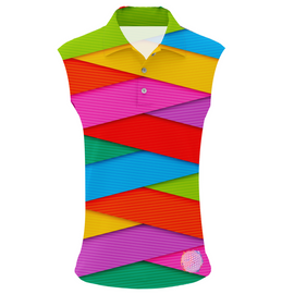 Colorful Cross-Fade | Couples Mens Small Short Sleeve / Womens Sleeveless Golf Shirts