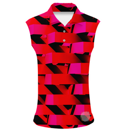 Red Lattice | Womens Sleeveless S Golf Shirts